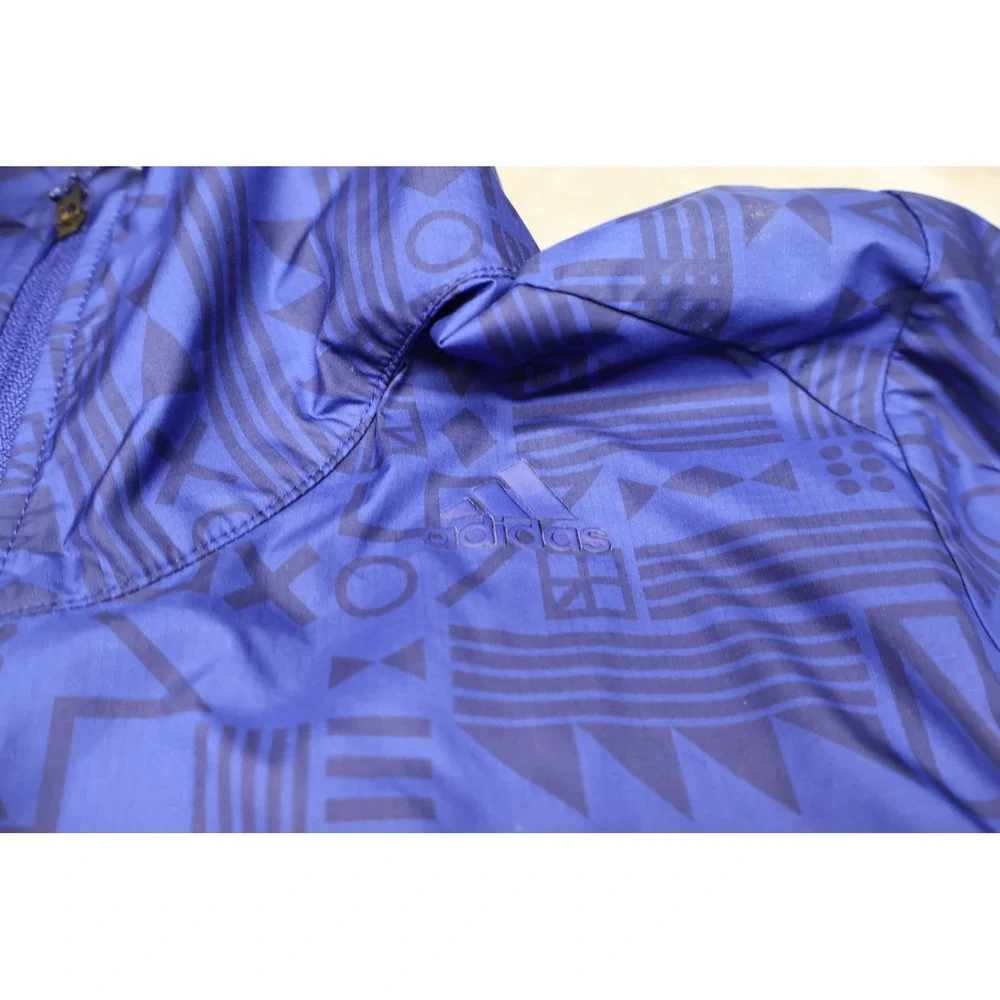 Adidas Jacket Womens Small Blue Supernova Tokyo‎ Printed Running Wind Rain Track